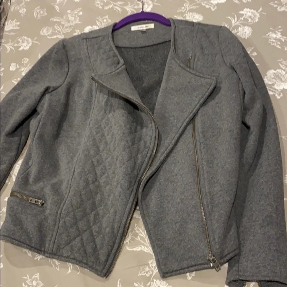 Athleta EUC Gray Quilted Moto Jacket